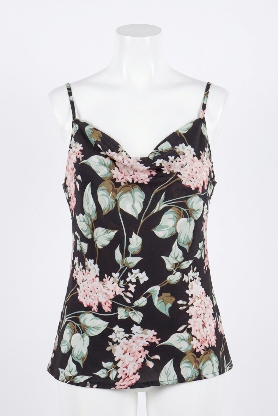 NEW PAPARAZZI georgette floral cami tank top in black